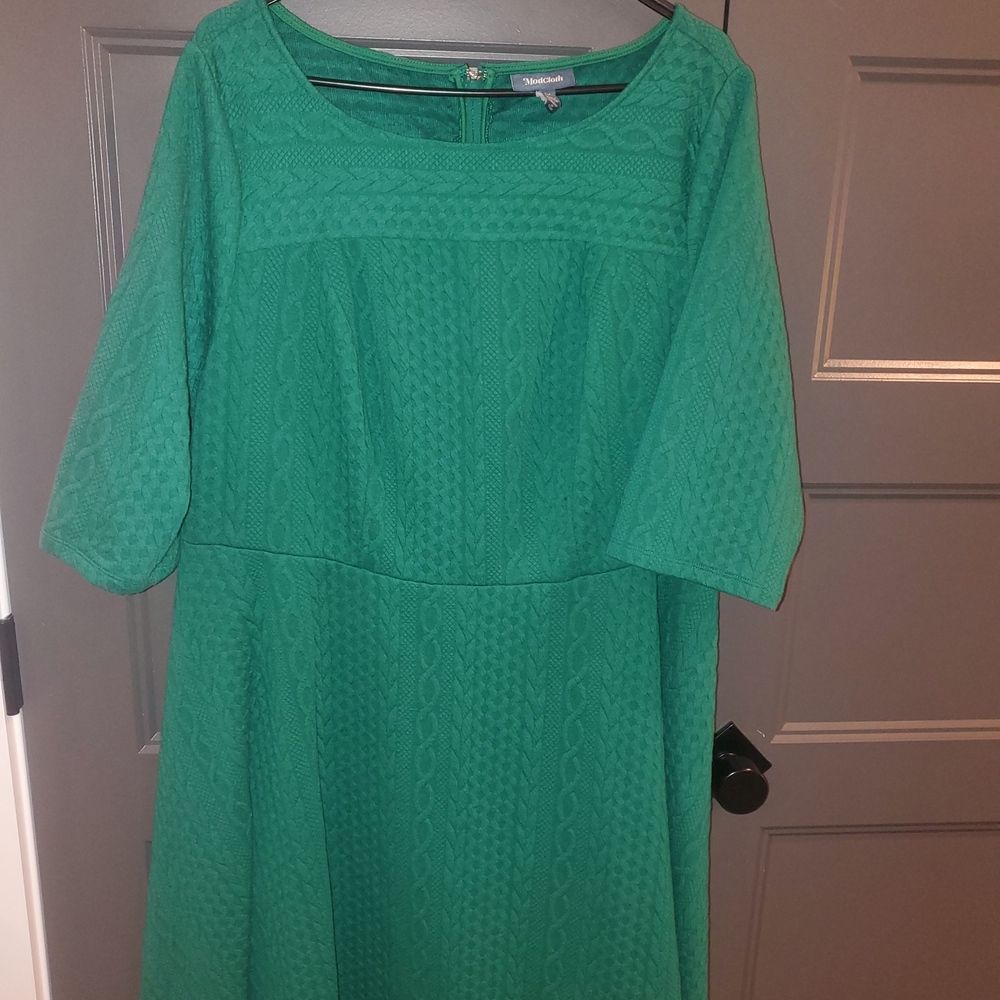 Modcloth Green "Braid My Entire Day" Dress